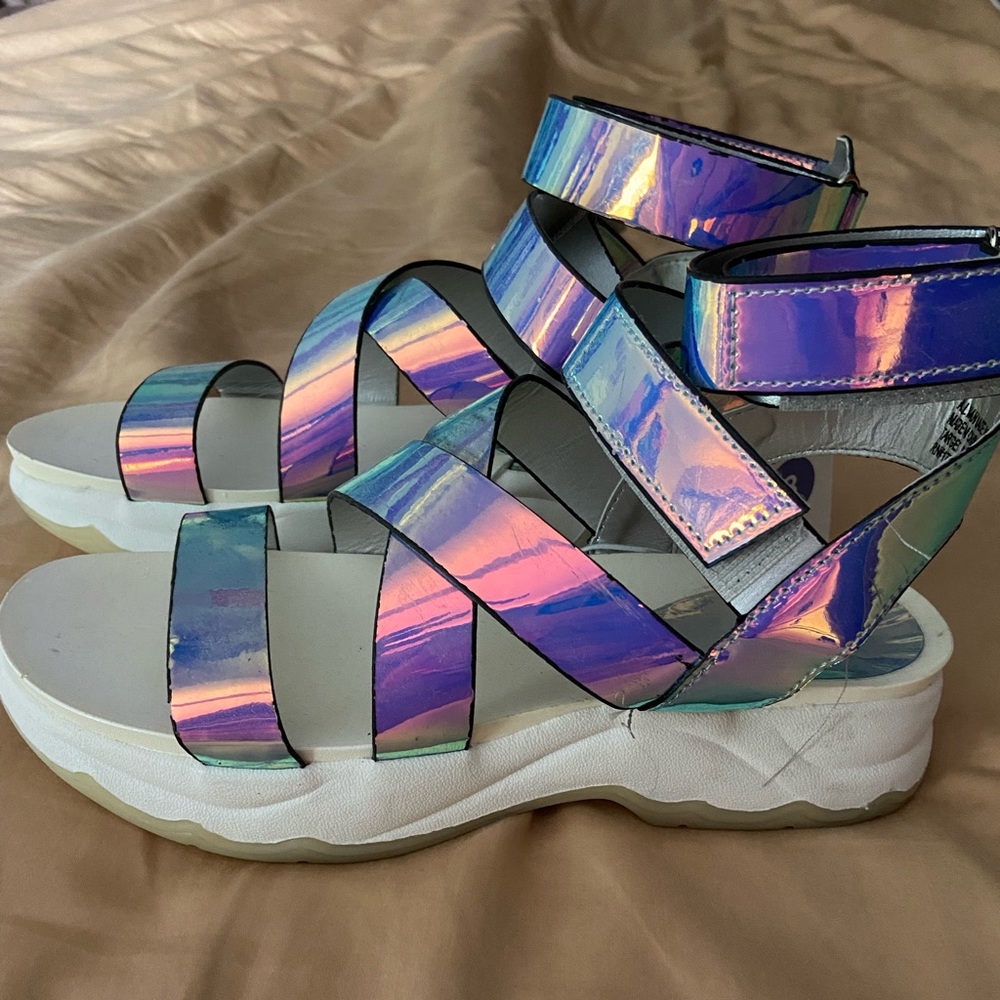 BNWT Holographic Sandals